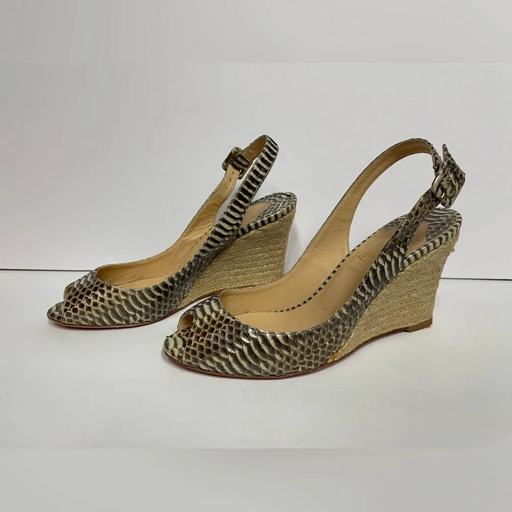 Christian Louboutin Snake Wedge espadrille Sandals 37